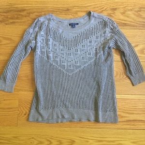 Grey crochet American Eagle sweater